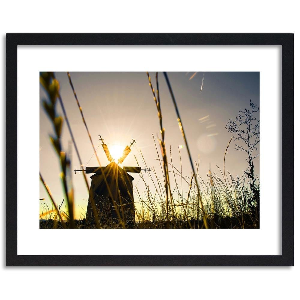 Glezna melnā rāmī - Windmill At Sunset 3 Home Trends