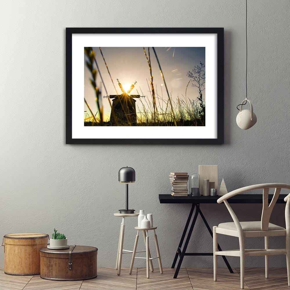 Glezna melnā rāmī - Windmill At Sunset 3 Home Trends
