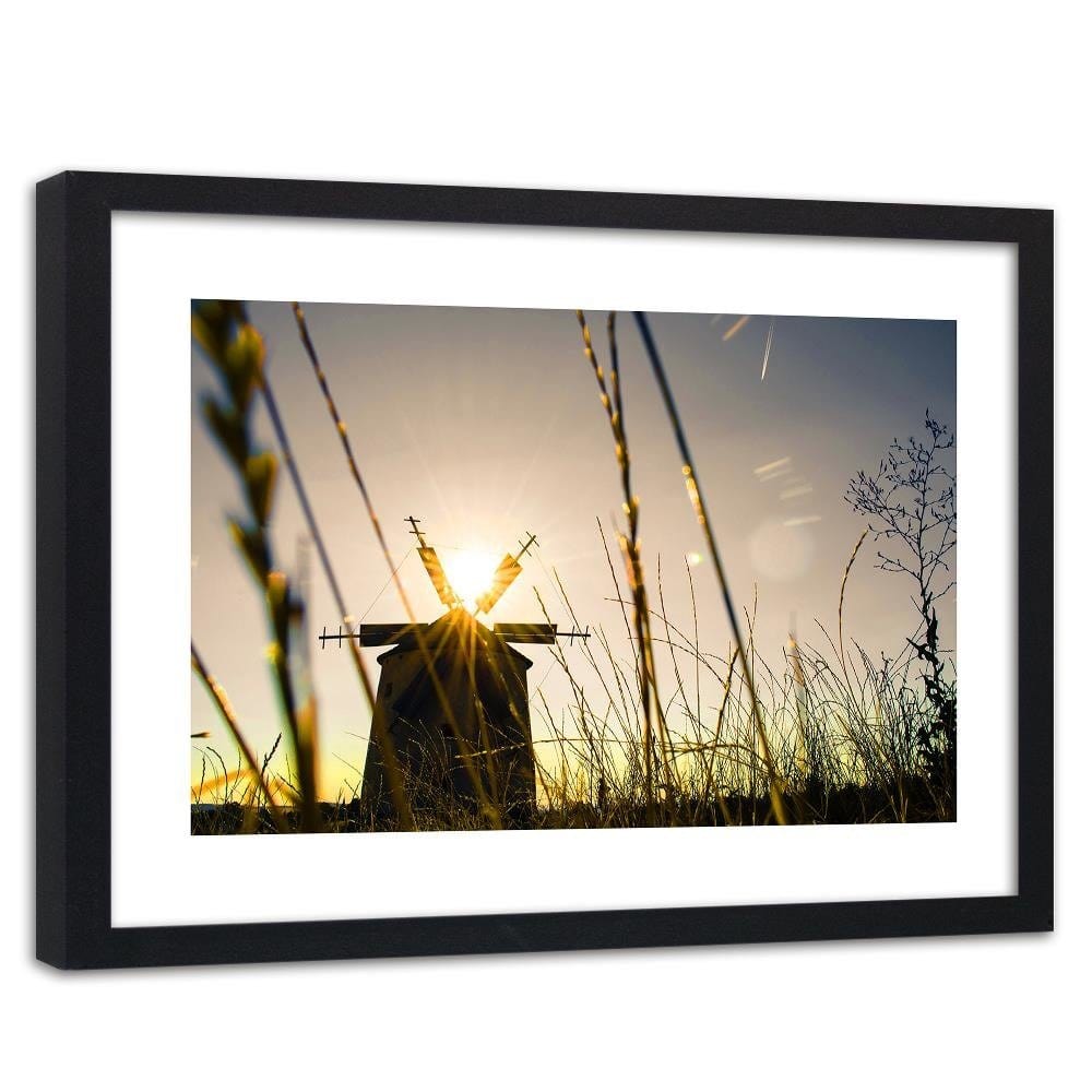 Glezna melnā rāmī - Windmill At Sunset 3 Home Trends