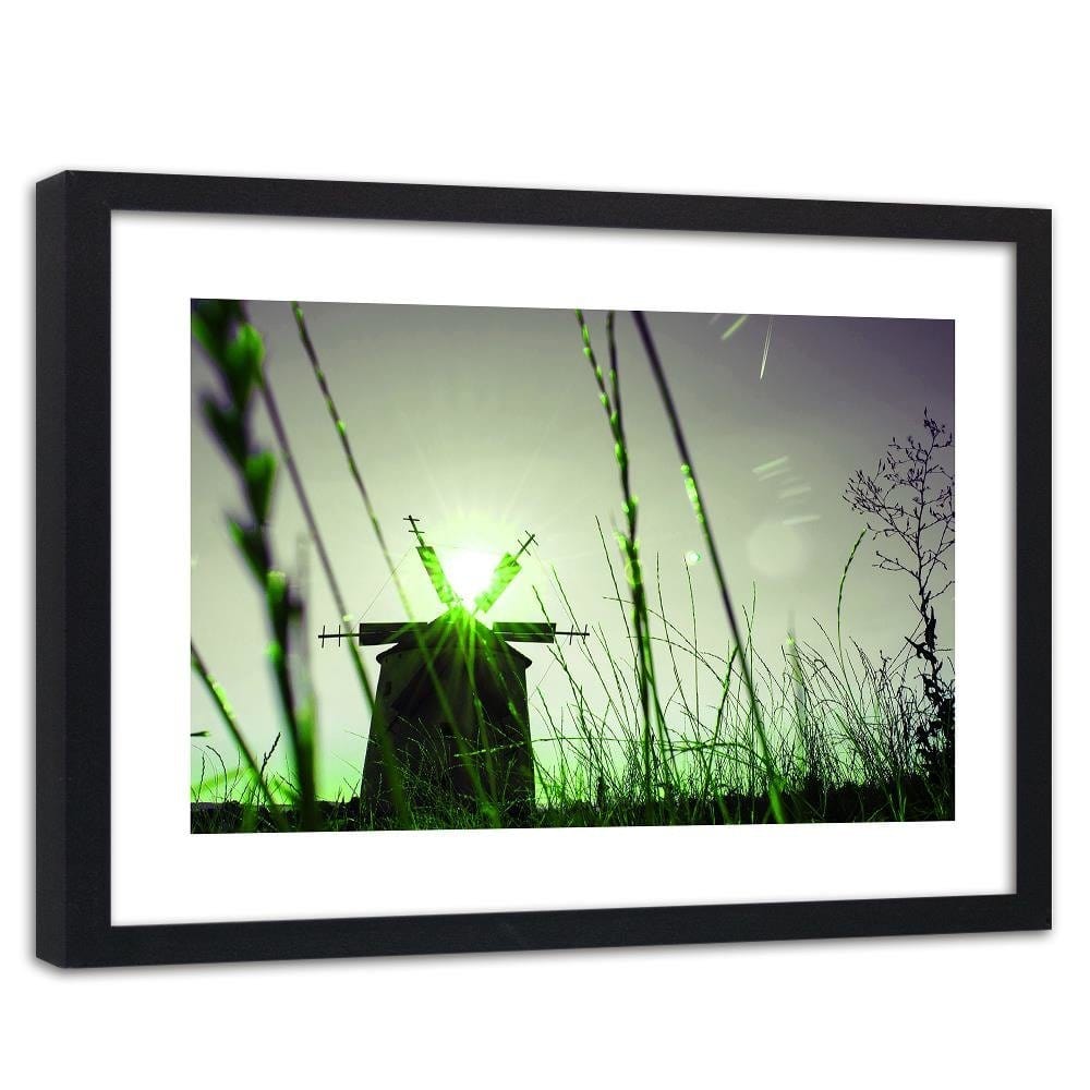 Glezna melnā rāmī - Windmill At Sunset 4 Home Trends