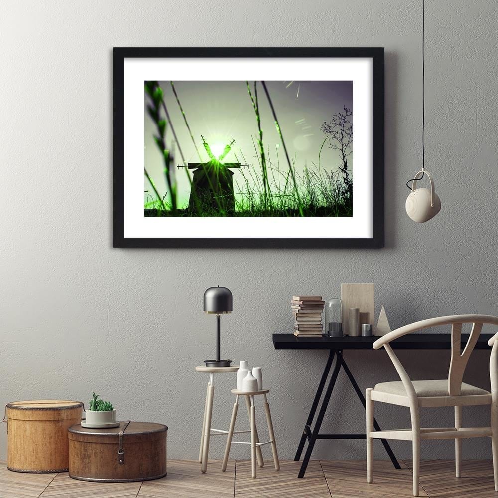 Glezna melnā rāmī - Windmill At Sunset 4 Home Trends