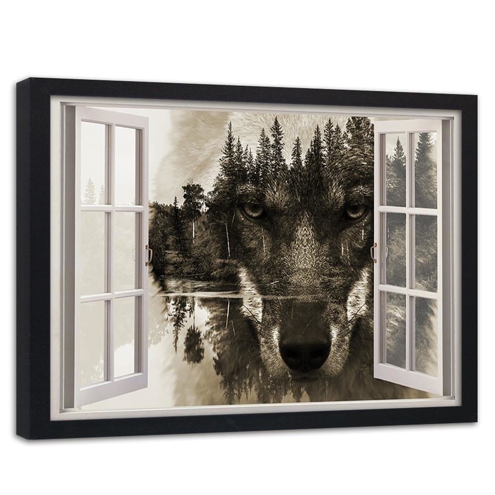 Glezna melnā rāmī - Window To The Wolf Home Trends