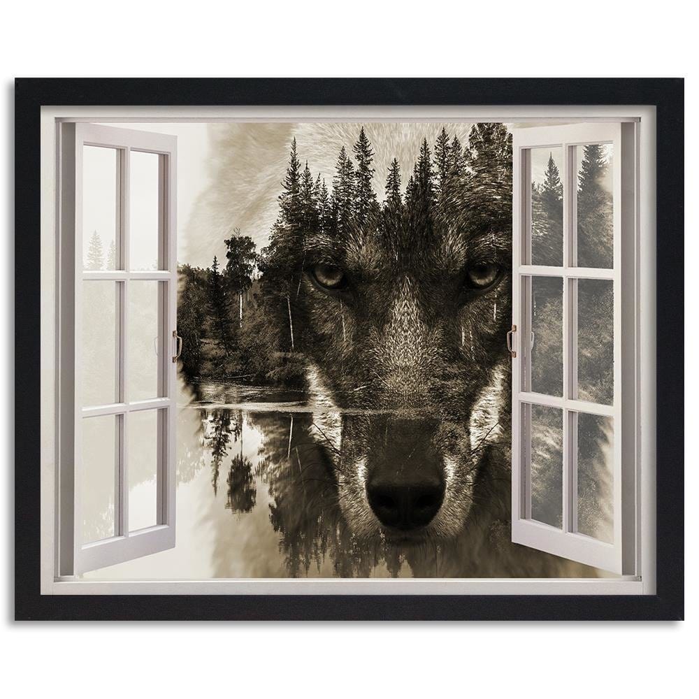 Glezna melnā rāmī - Window To The Wolf Home Trends