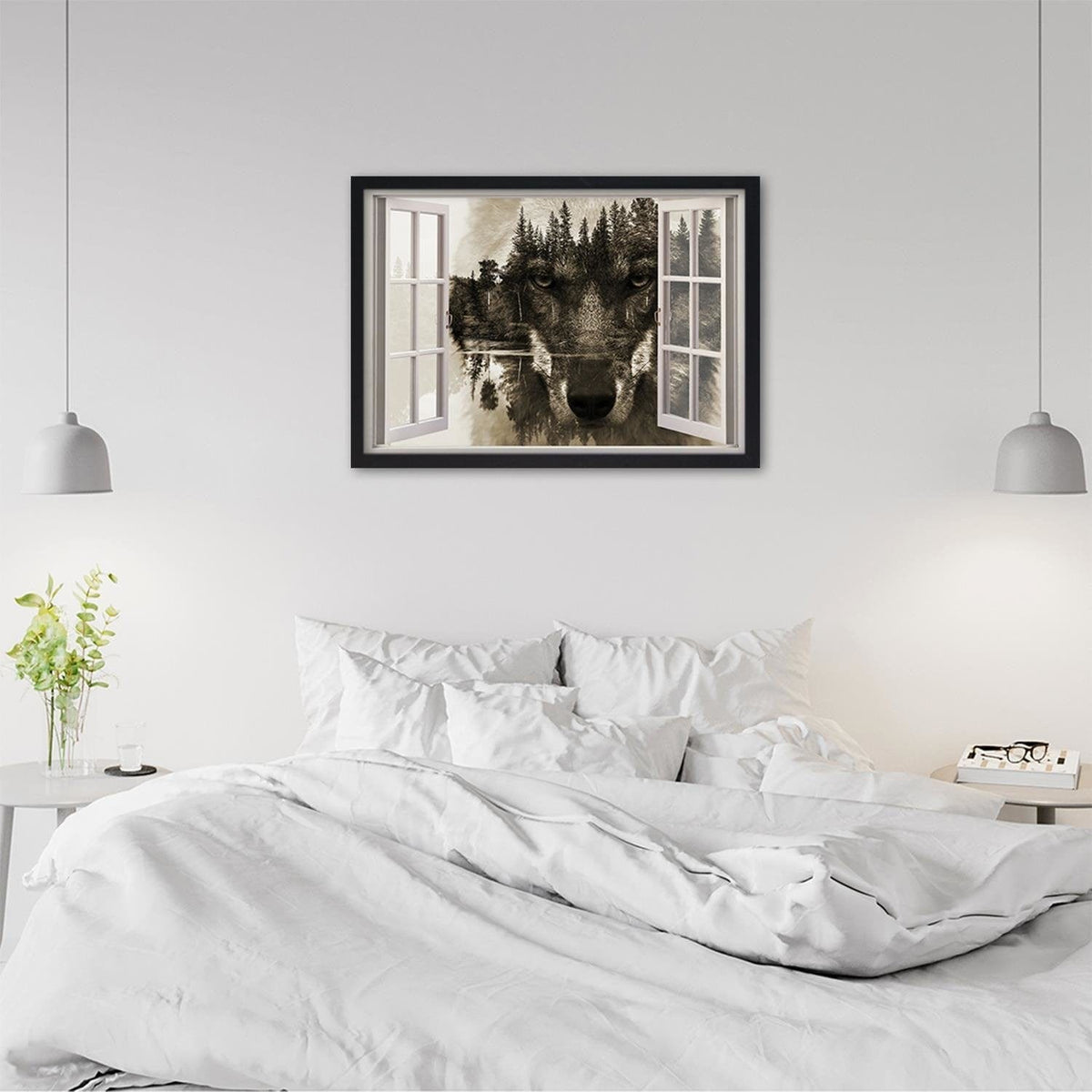 Glezna melnā rāmī - Window To The Wolf Home Trends