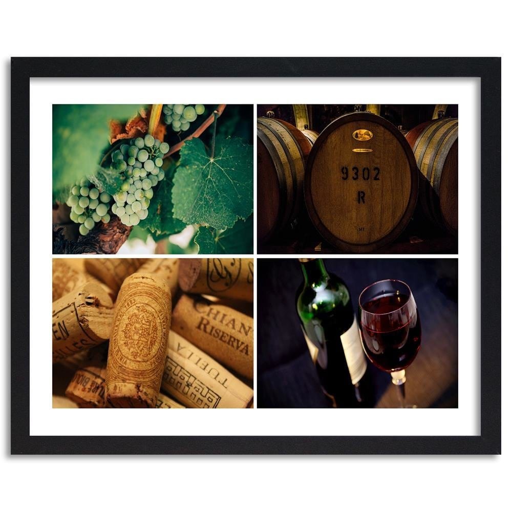 Glezna melnā rāmī - Wine And Grapes Home Trends