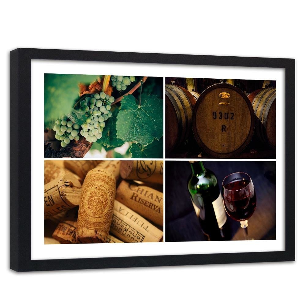 Glezna melnā rāmī - Wine And Grapes Home Trends