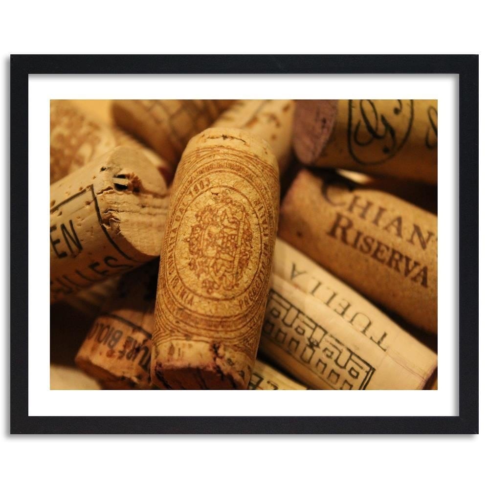 Glezna melnā rāmī - Wine Corks 1 Home Trends