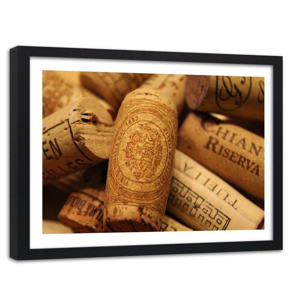 Glezna melnā rāmī - Wine Corks 1 Home Trends