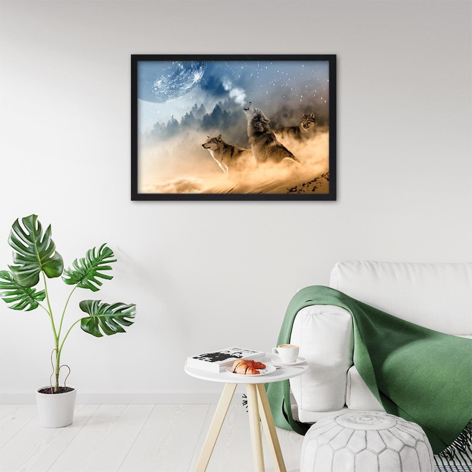 Glezna melnā rāmī - Wolves Abstract Home Trends