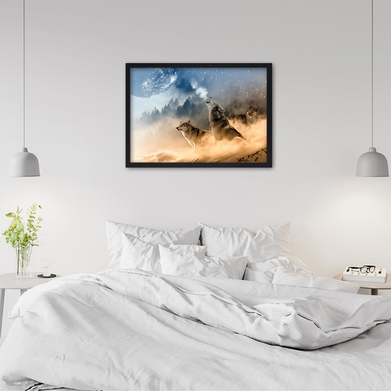 Glezna melnā rāmī - Wolves Abstract Home Trends