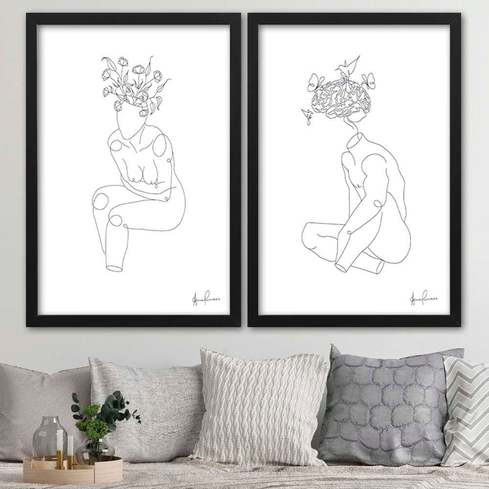 Glezna melnā rāmī - Woman Abstraction Home Trends