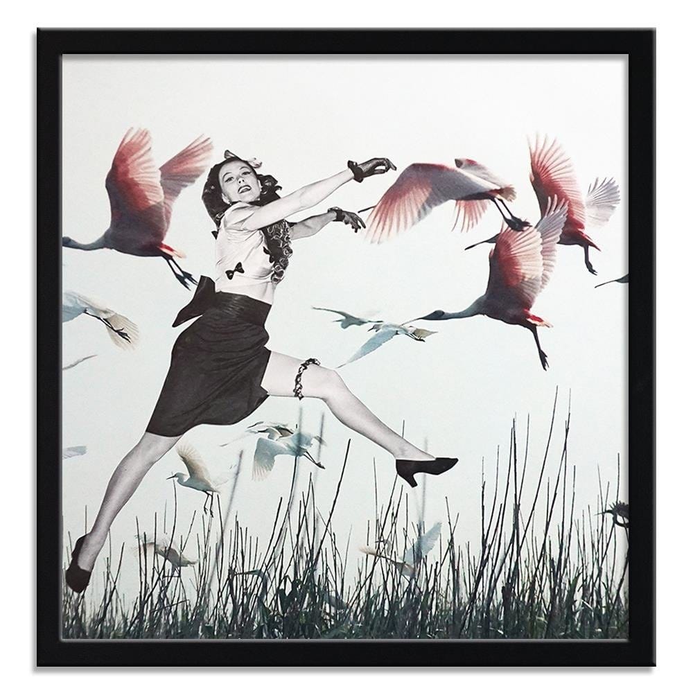 Glezna melnā rāmī - Woman And Geese Home Trends