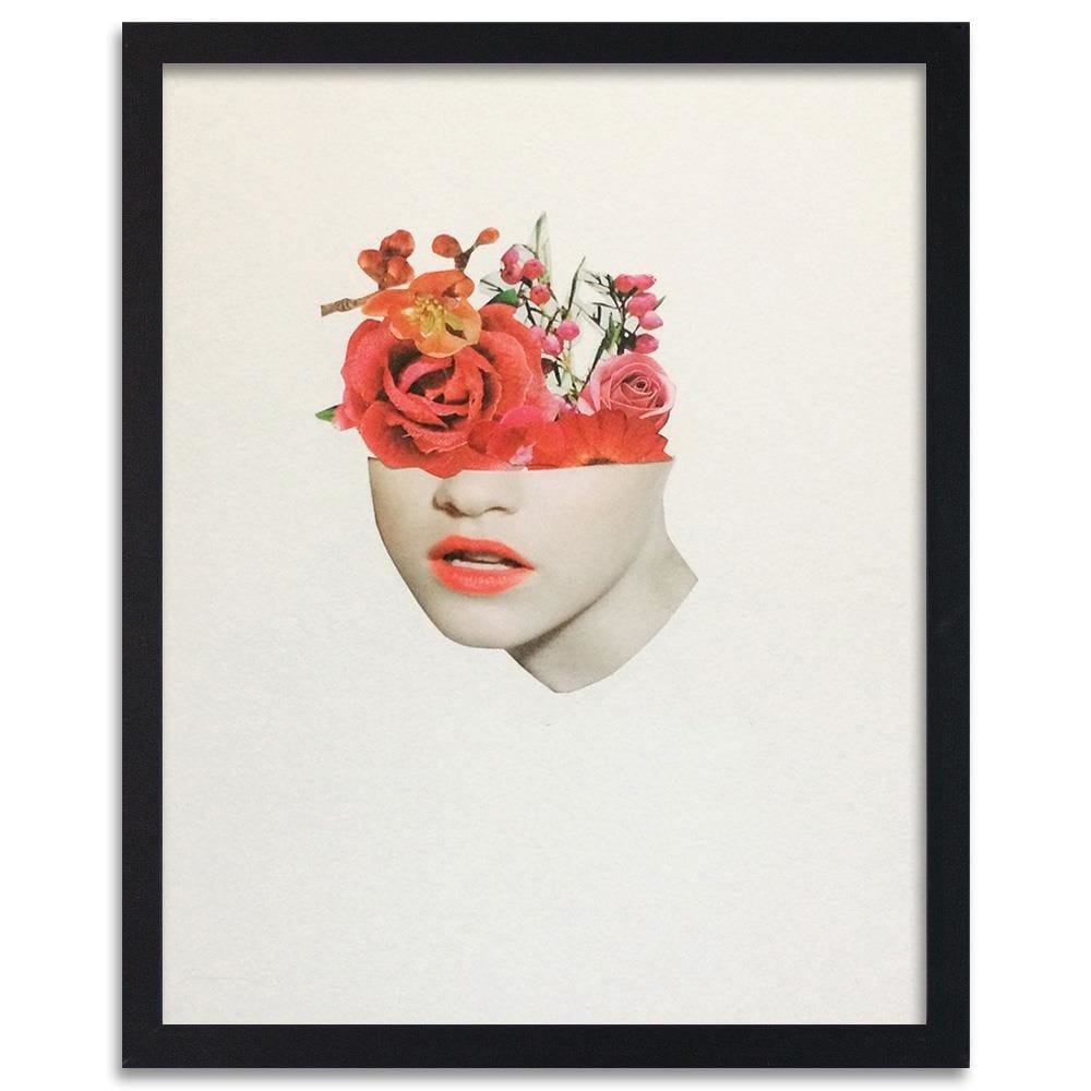 Glezna melnā rāmī - Woman Face With Red Roses Home Trends