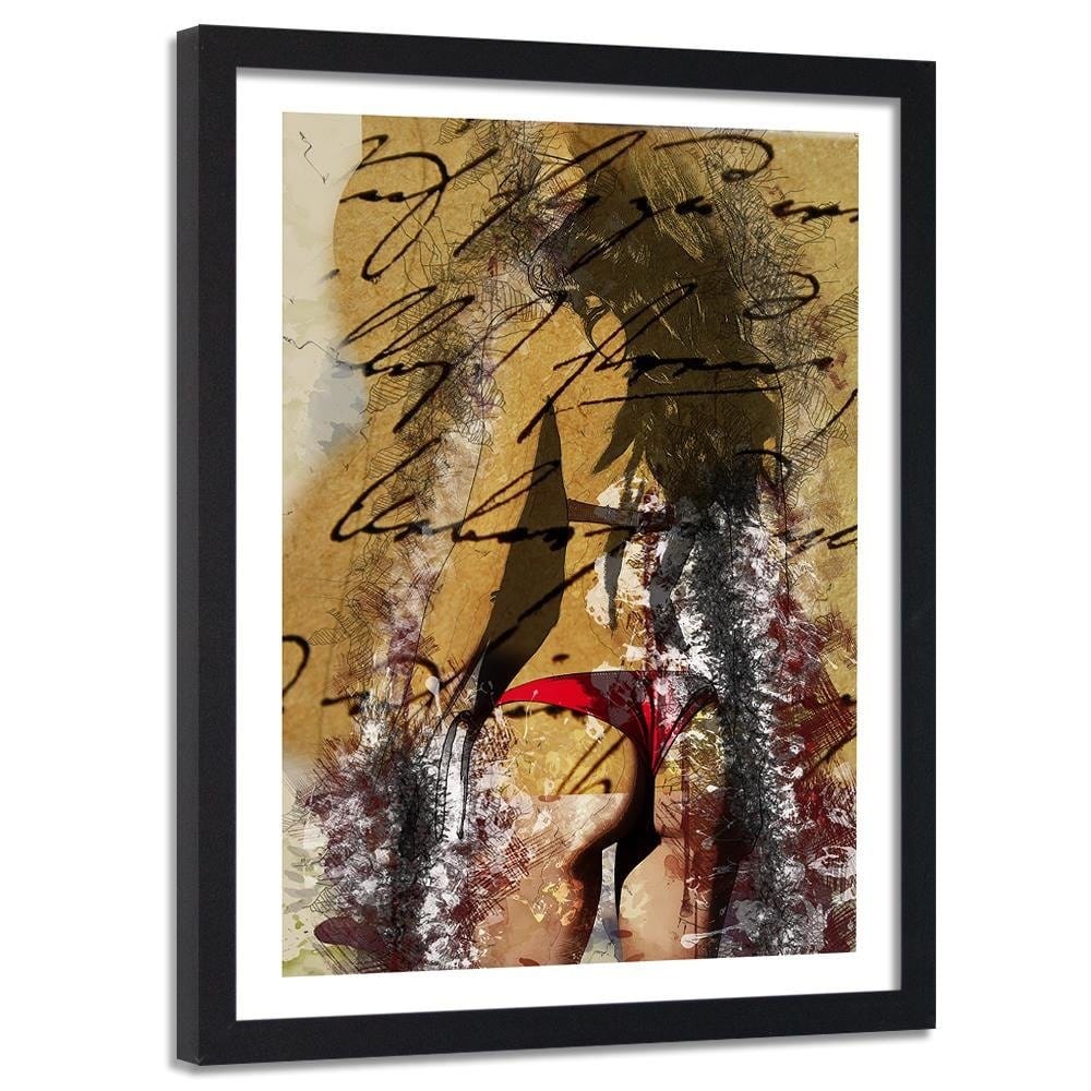 Glezna melnā rāmī - Woman In Bikini Abstraction Home Trends