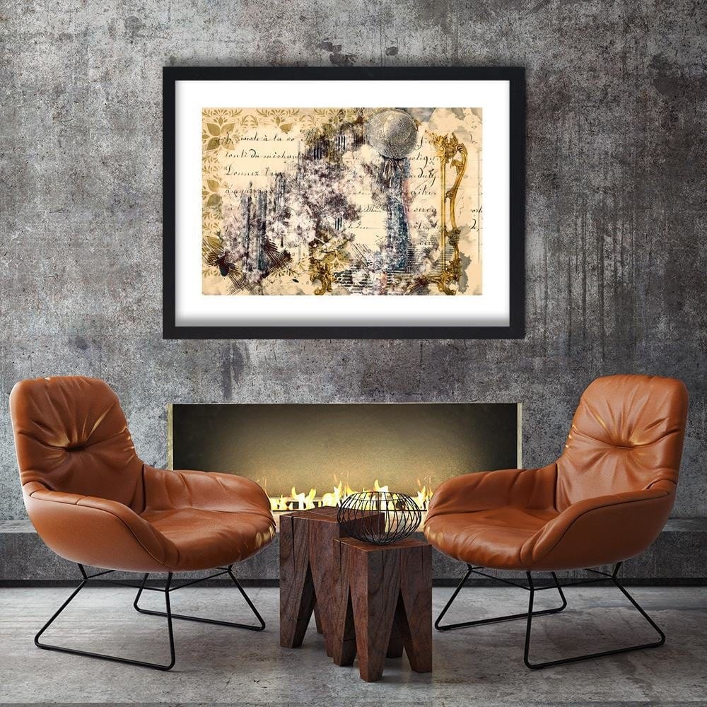 Glezna melnā rāmī - Woman In Front Of A Mirror Abstraction Home Trends