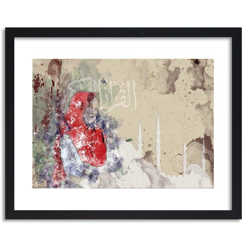 Glezna melnā rāmī - Woman In Red Headscarf Home Trends