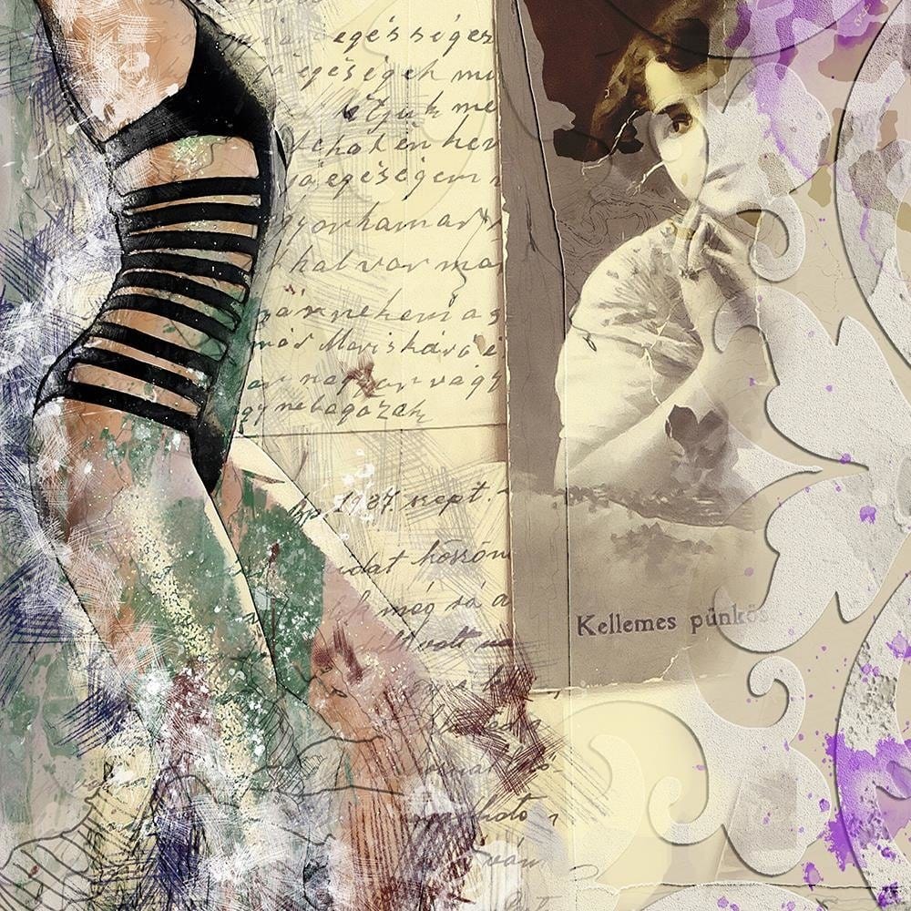 Glezna melnā rāmī - Woman In Swimsuit Abstraction Home Trends