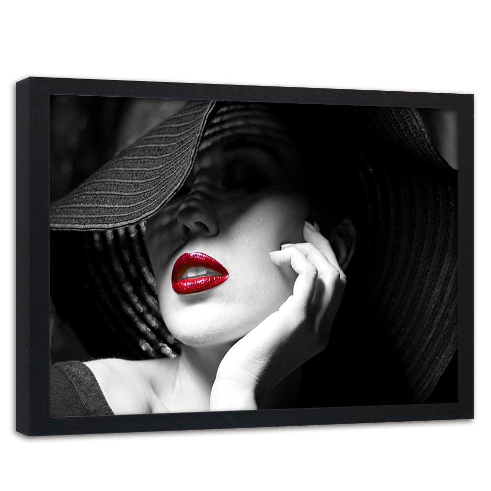 Glezna melnā rāmī - Woman In The Hat Home Trends