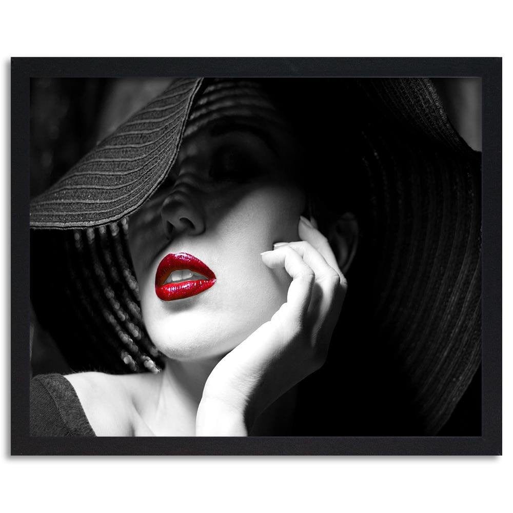 Glezna melnā rāmī - Woman In The Hat Home Trends
