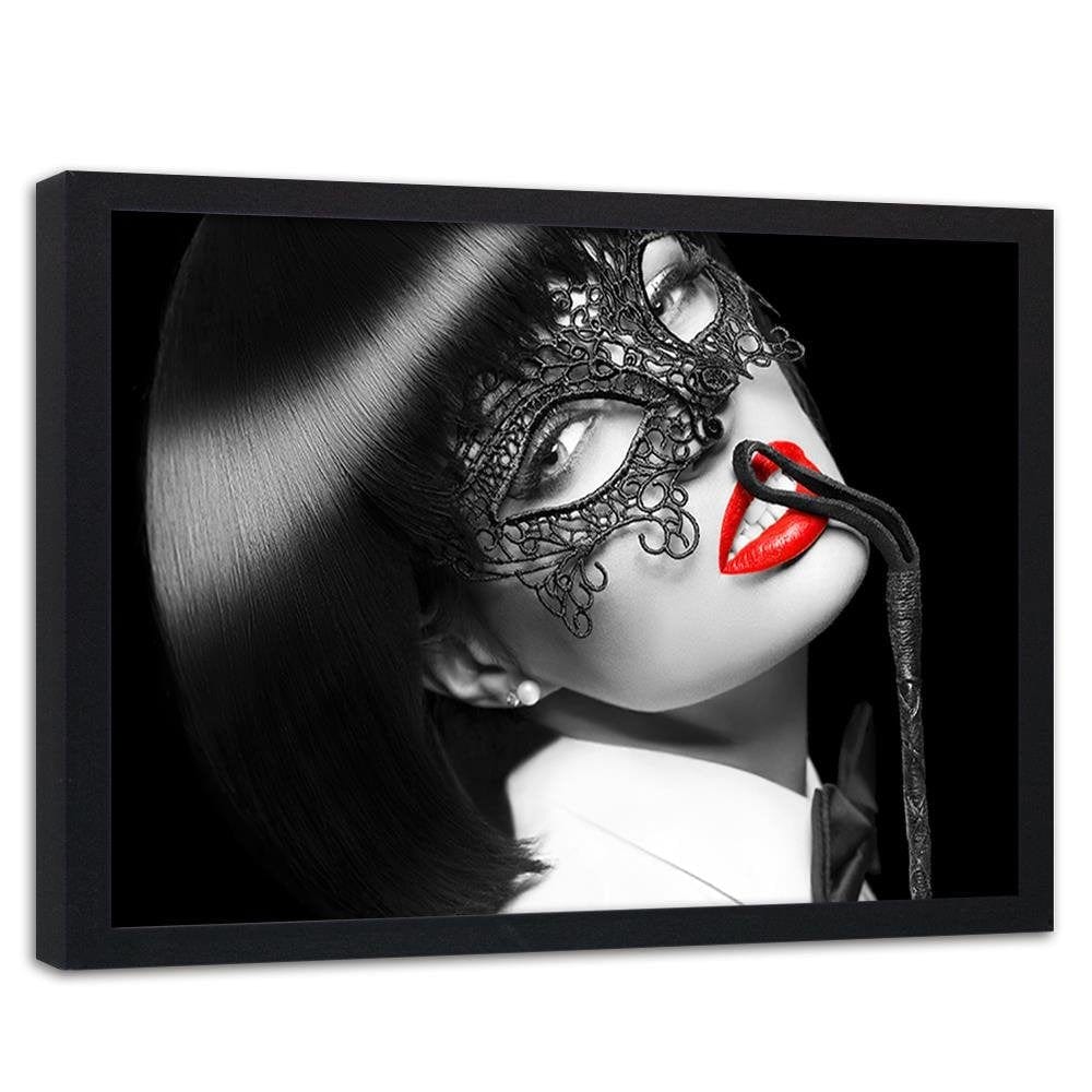 Glezna melnā rāmī - Woman In The Mask Home Trends