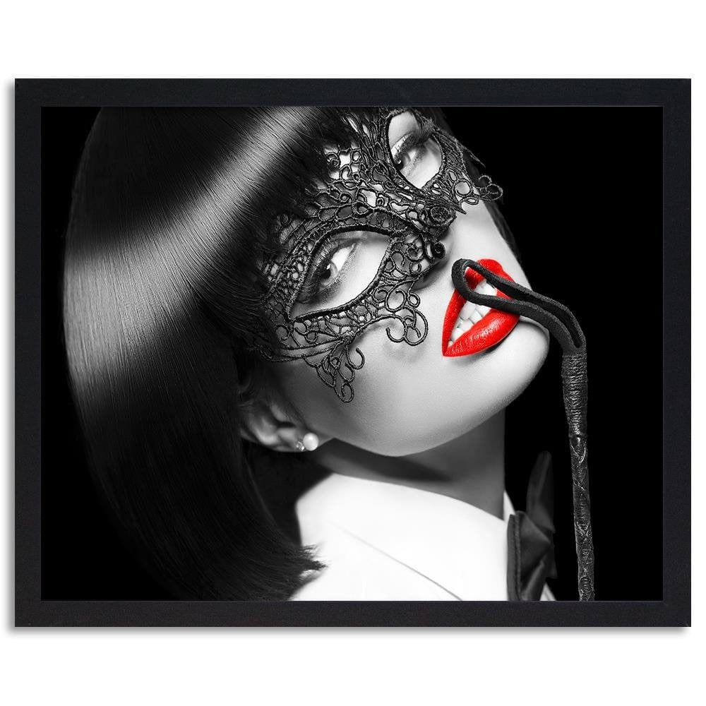 Glezna melnā rāmī - Woman In The Mask Home Trends
