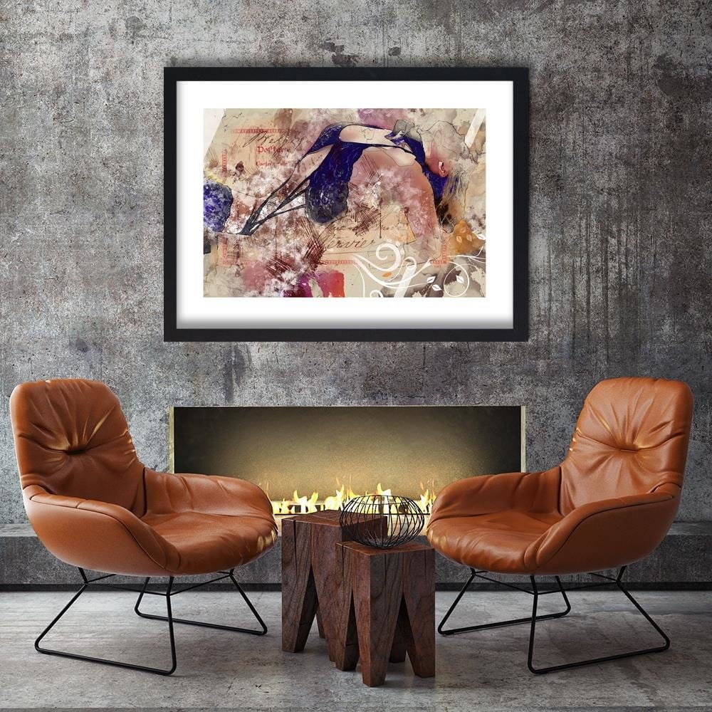Glezna melnā rāmī - Woman In Underwear Abstraction Home Trends