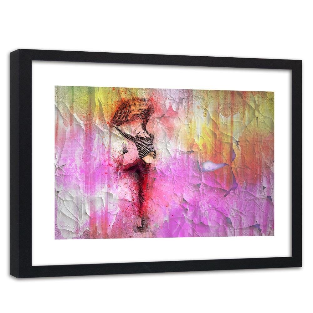 Glezna melnā rāmī - Woman Leaping With Joy Home Trends