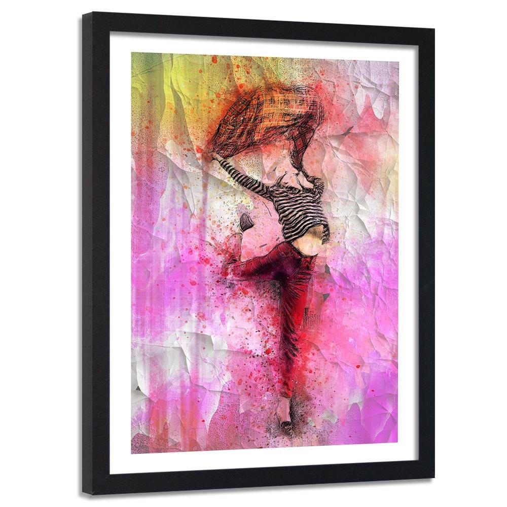 Glezna melnā rāmī - Woman Leaping With Joy Home Trends