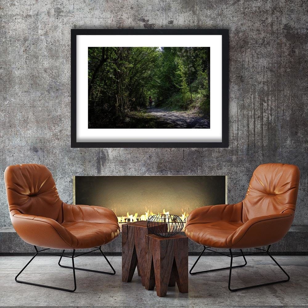 Glezna melnā rāmī - Woman On Forest Road Home Trends