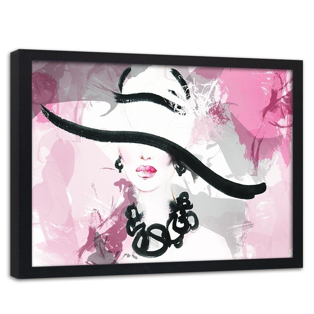 Glezna melnā rāmī - Woman Pink Abstraction Home Trends