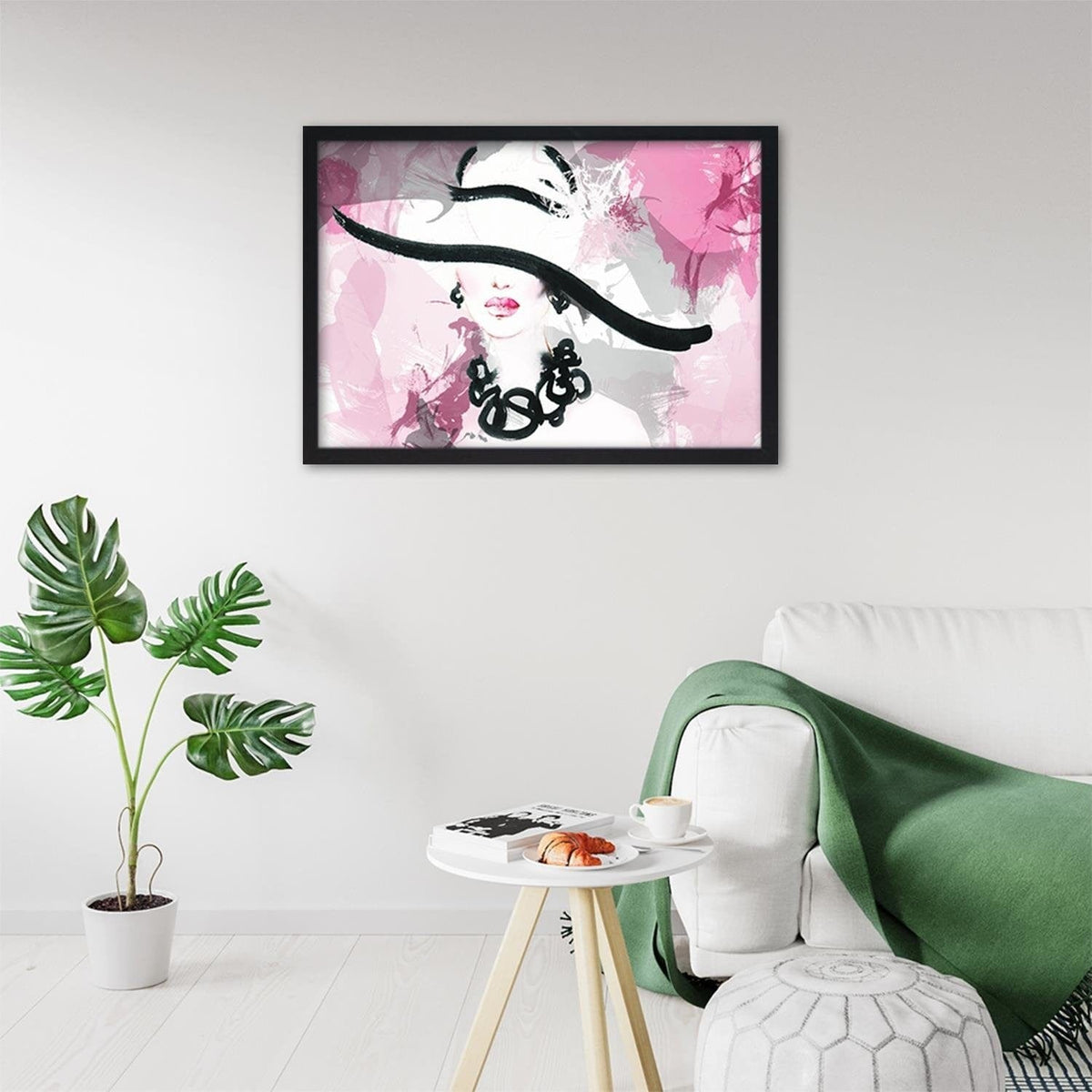 Glezna melnā rāmī - Woman Pink Abstraction Home Trends