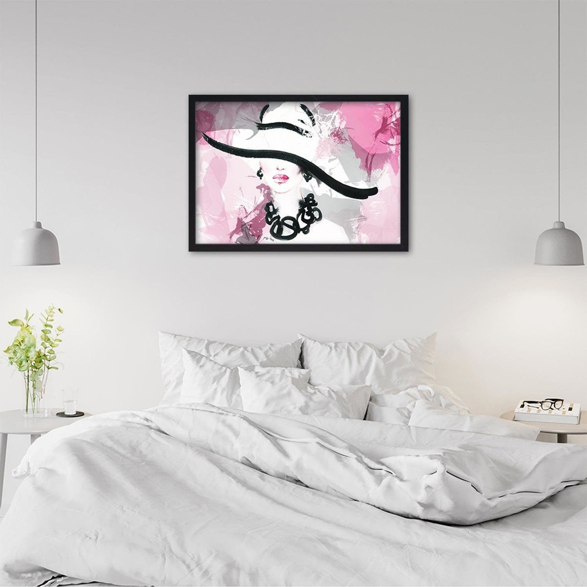 Glezna melnā rāmī - Woman Pink Abstraction Home Trends