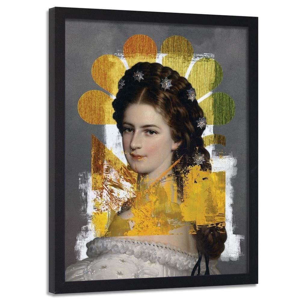 Glezna melnā rāmī - Woman Portrait Home Trends