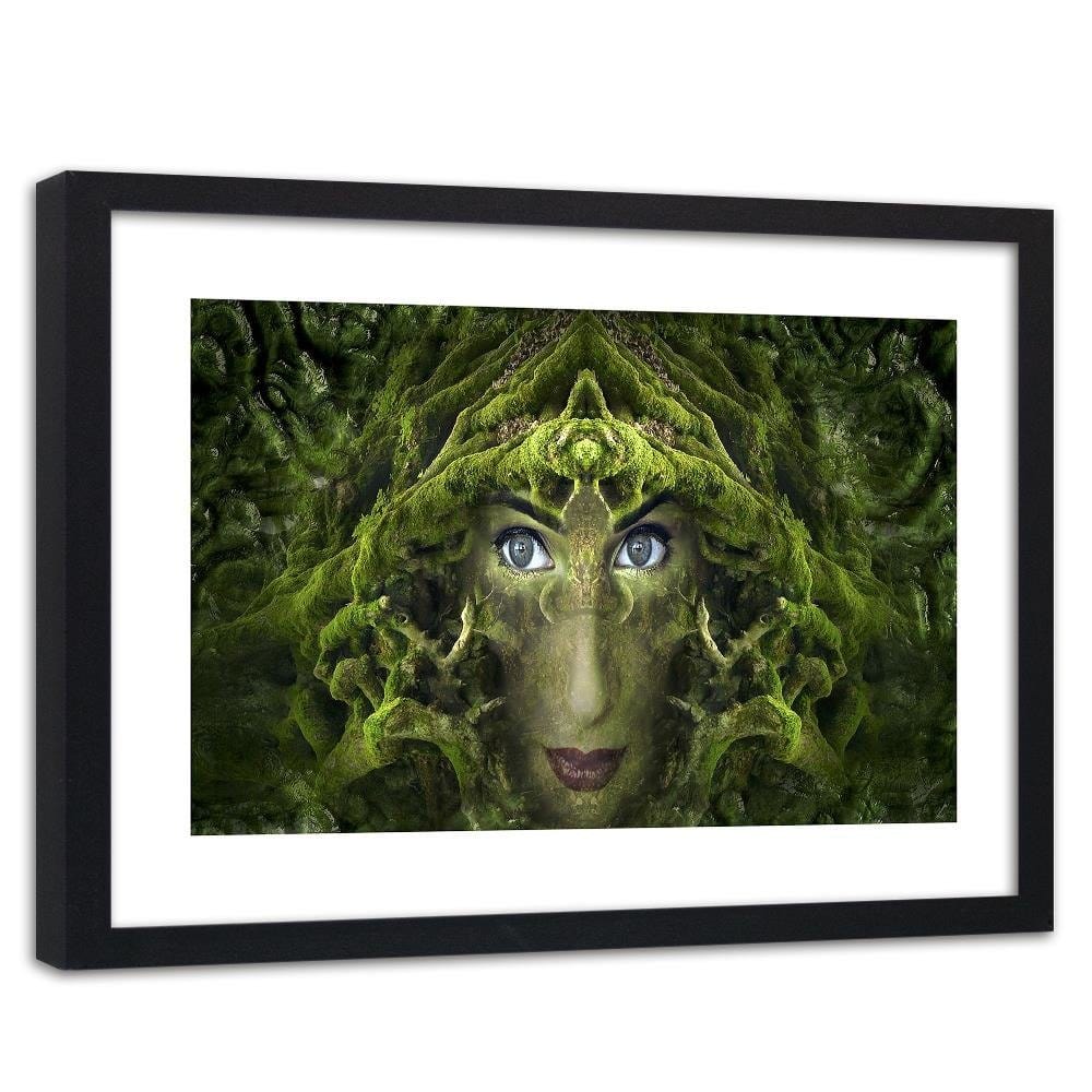 Glezna melnā rāmī - Woman's Face In Moss Fantasy Home Trends
