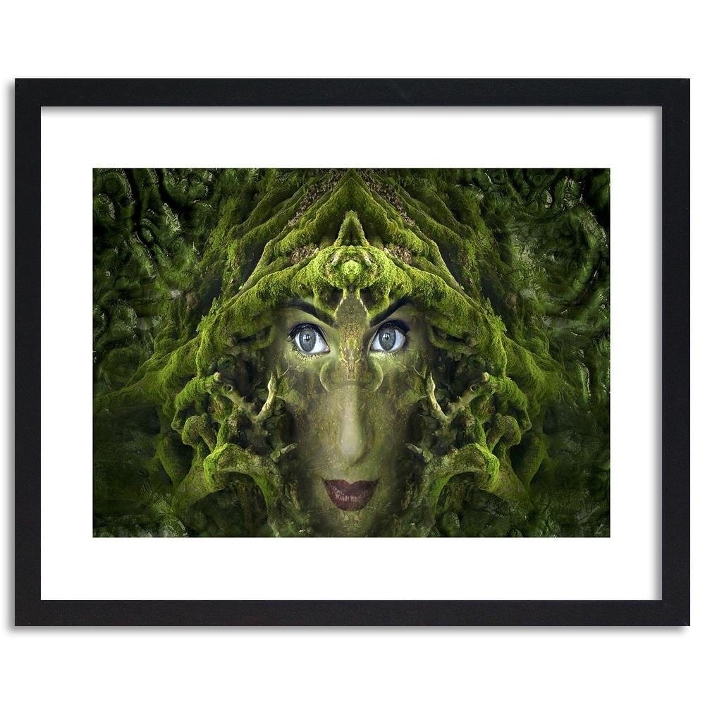 Glezna melnā rāmī - Woman's Face In Moss Fantasy Home Trends