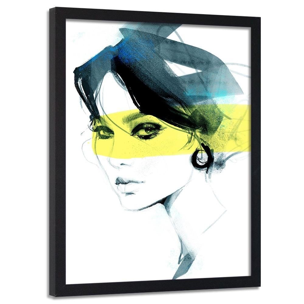 Glezna melnā rāmī - Woman Watercolour Home Trends