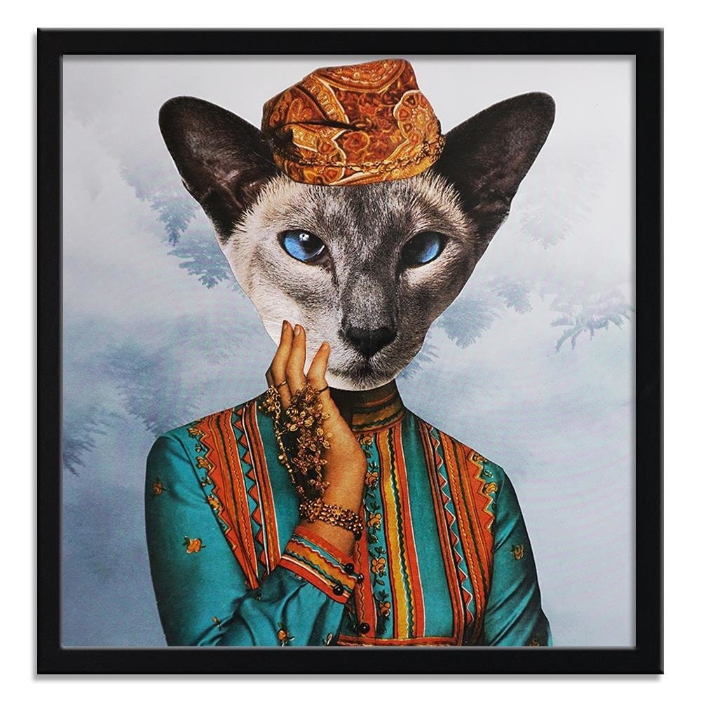 Glezna melnā rāmī - Woman With A Cat's Head Home Trends