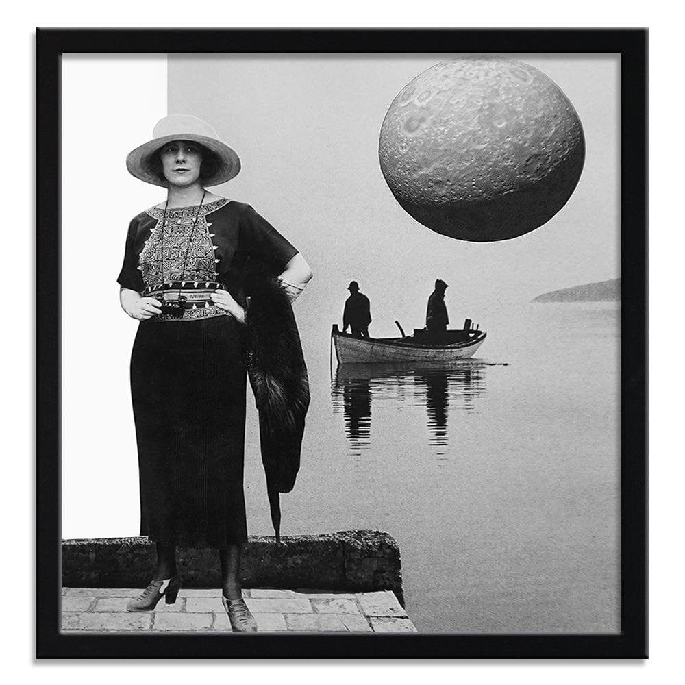 Glezna melnā rāmī - Woman With Binoculars Home Trends