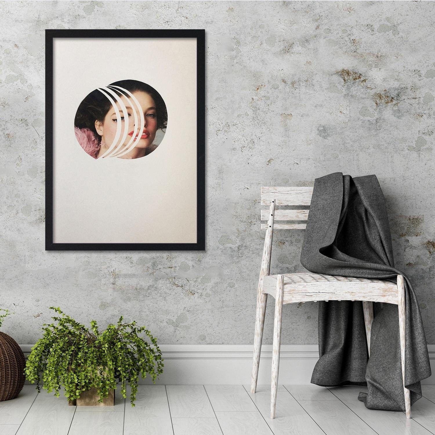 Glezna melnā rāmī - Woman With Red Lips Home Trends
