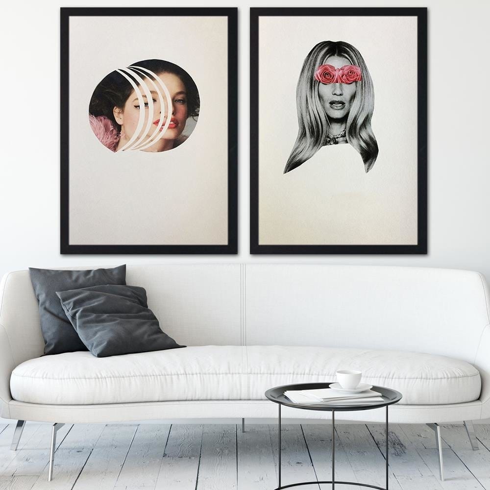 Glezna melnā rāmī - Woman With Red Lips Home Trends