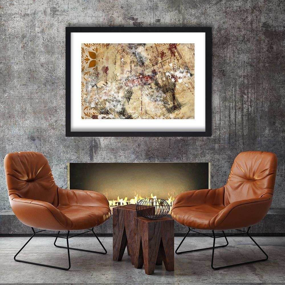 Glezna melnā rāmī - Woman With Violin Abstraction Home Trends