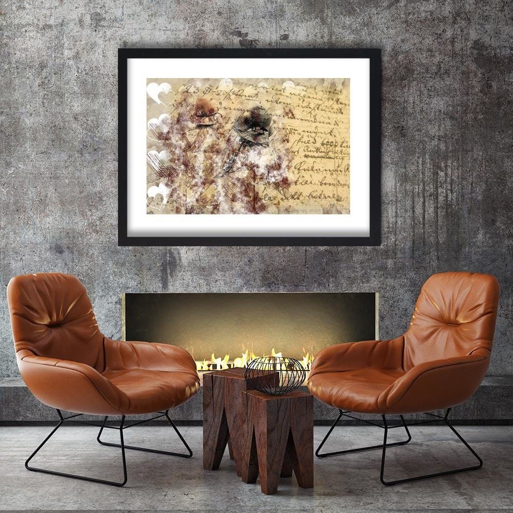 Glezna melnā rāmī - Women In Hats Abstraction Home Trends