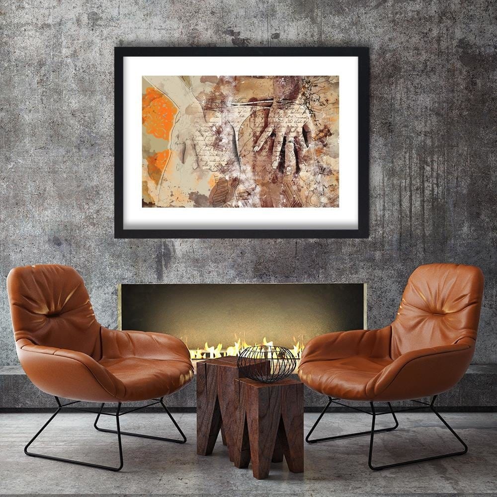 Glezna melnā rāmī - Women's Buttocks Abstraction Home Trends