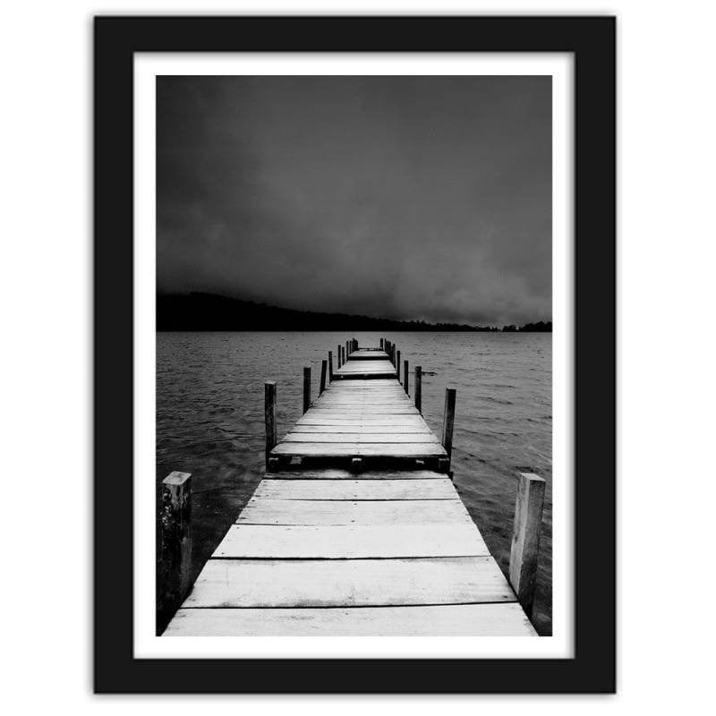 Glezna melnā rāmī - Wooden bridge in black and white Home Trends