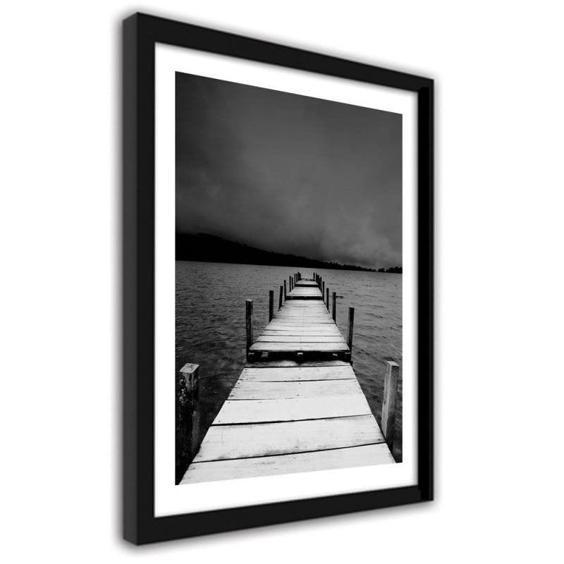 Glezna melnā rāmī - Wooden bridge in black and white Home Trends