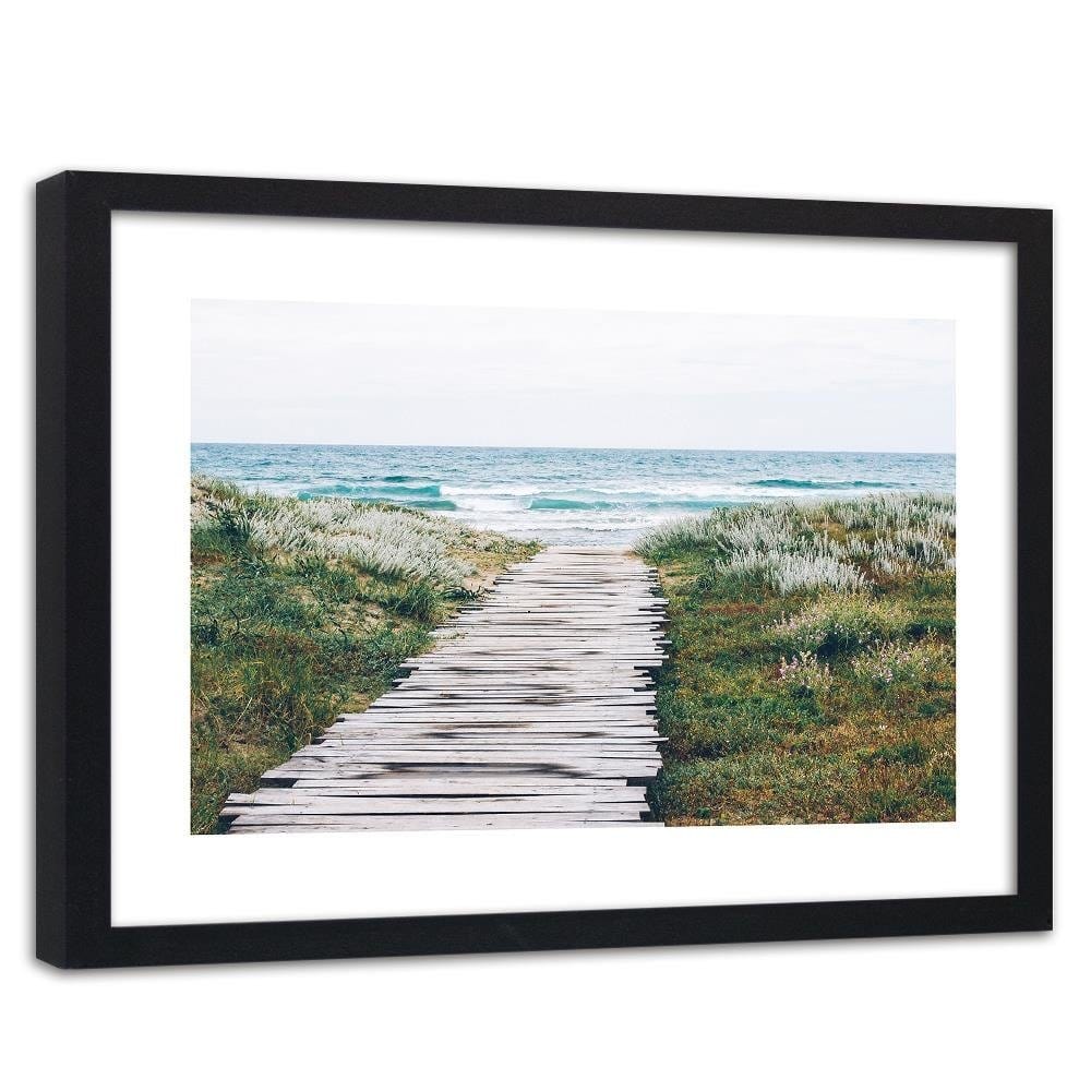 Glezna melnā rāmī - Wooden Path To The Seas Home Trends