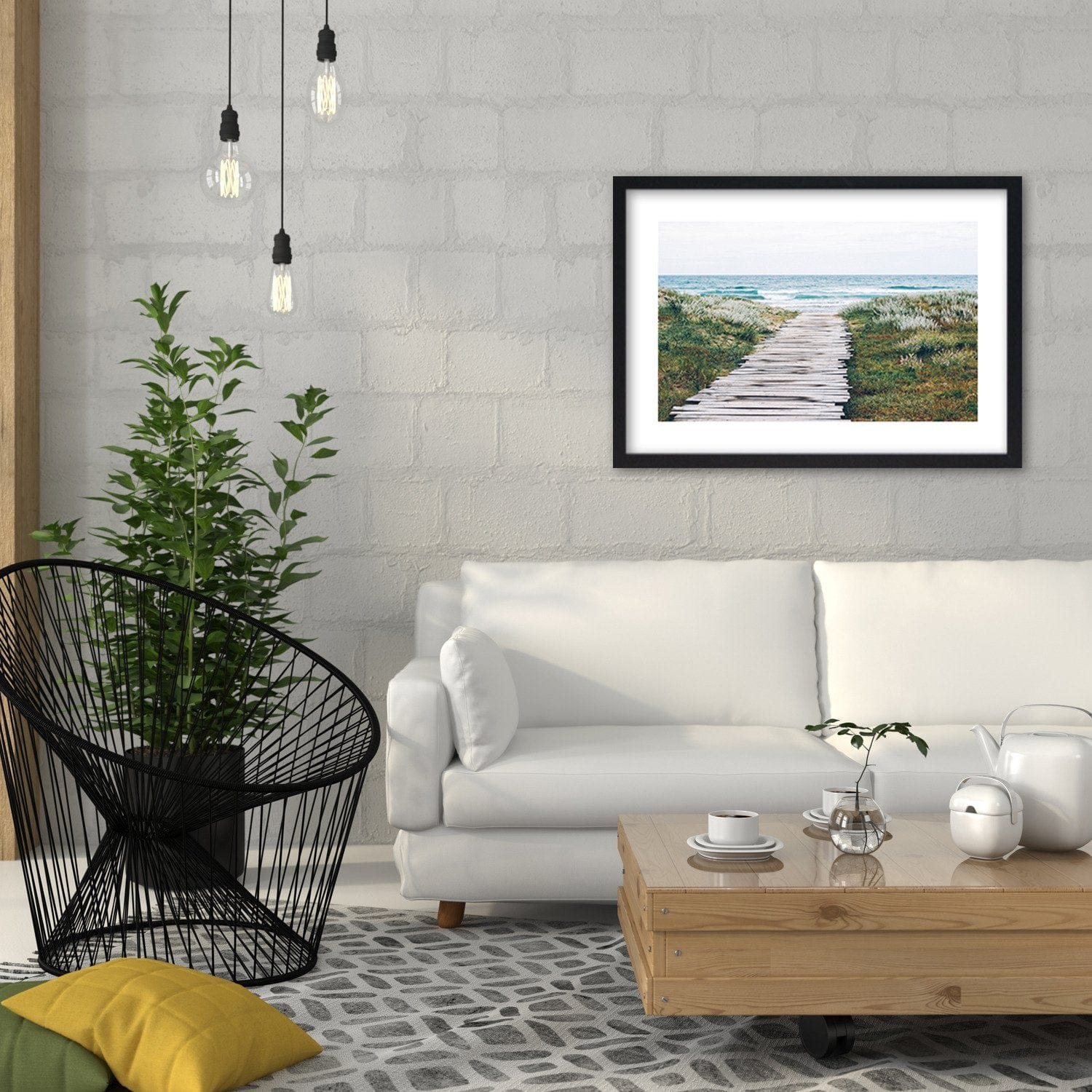 Glezna melnā rāmī - Wooden Path To The Seas Home Trends