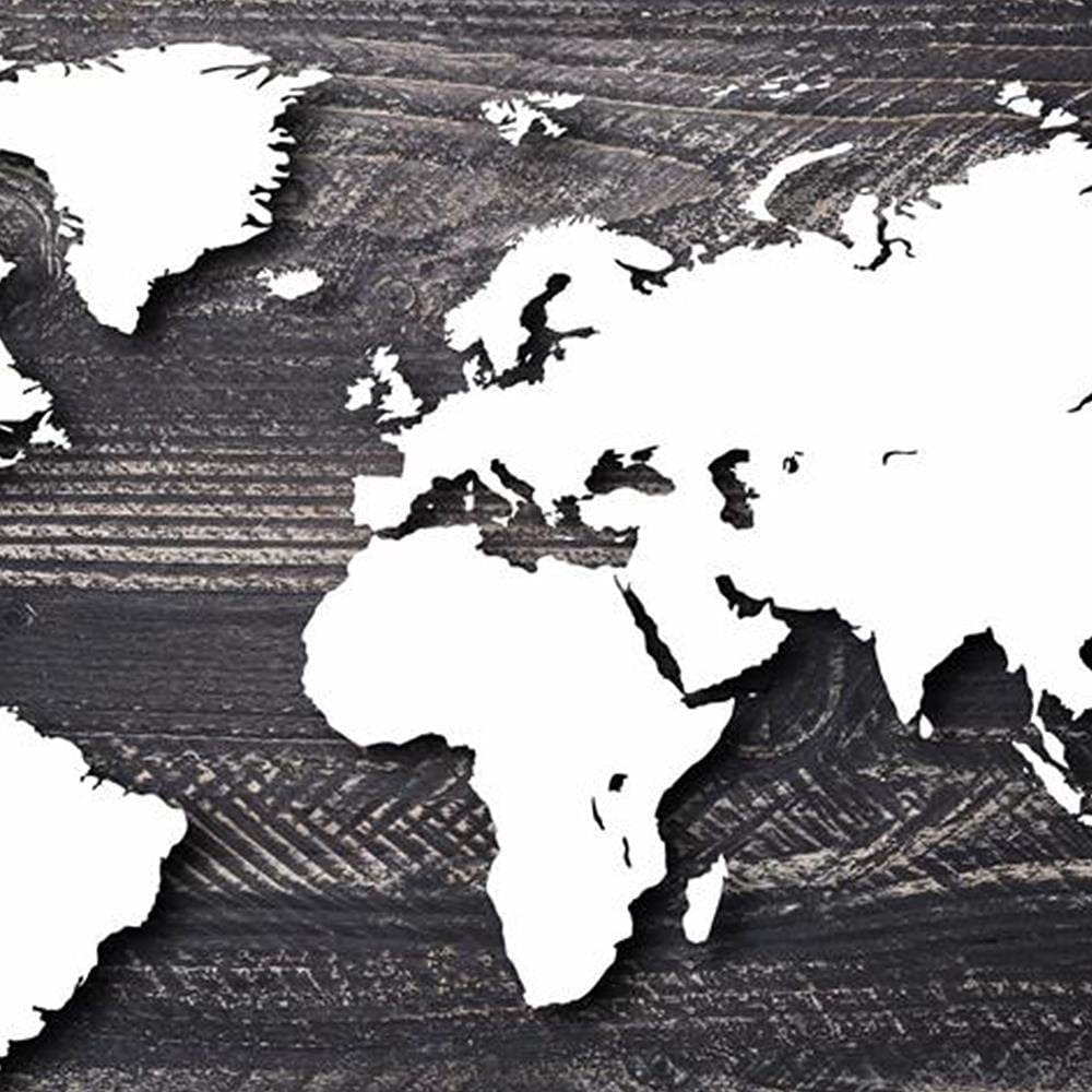 Glezna melnā rāmī - World Map On A Gray Wood Home Trends