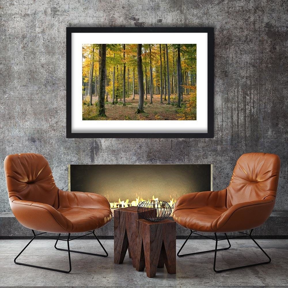 Glezna melnā rāmī - Yellow Autumn Forest Home Trends