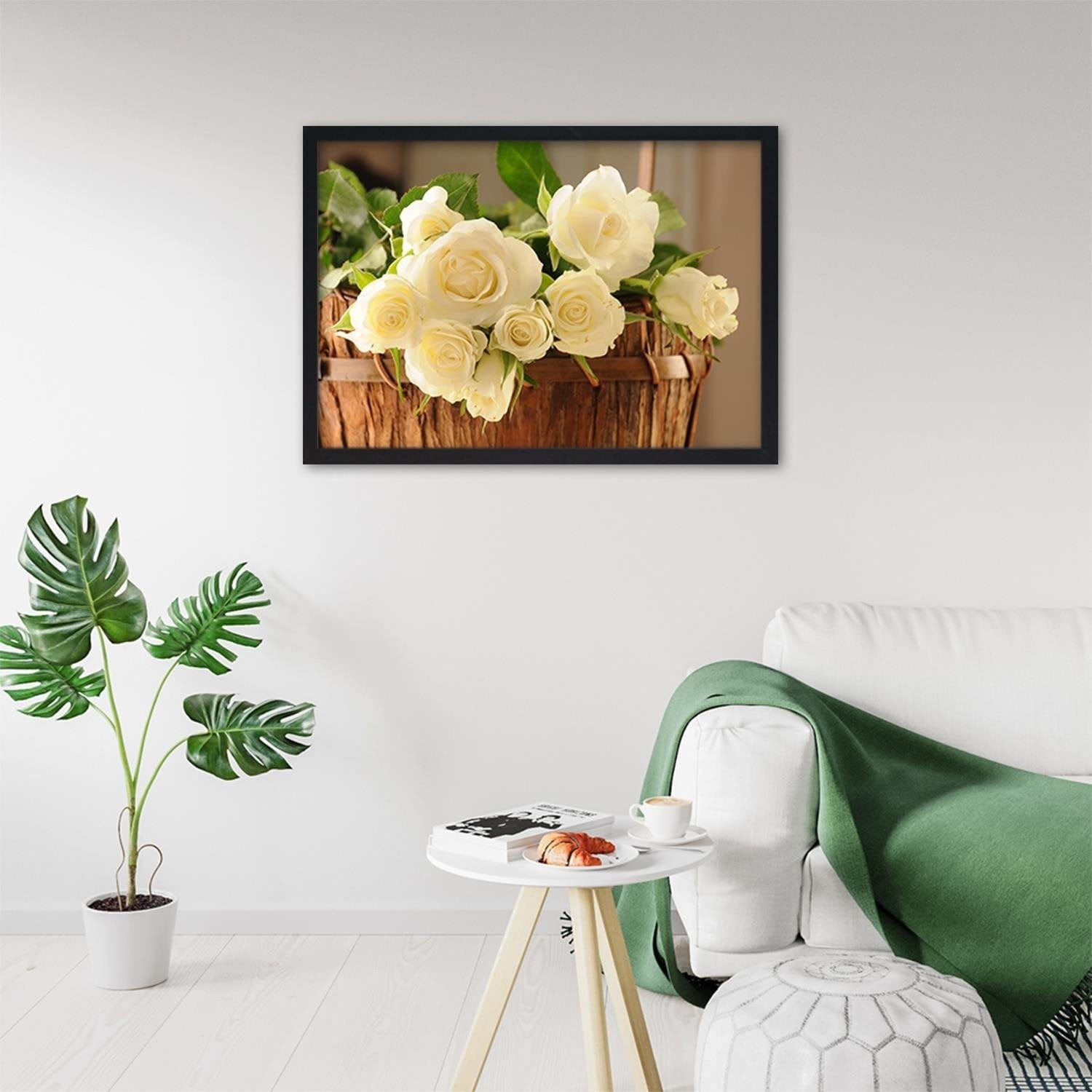 Glezna melnā rāmī - Yellow Flowers In The Basket Home Trends